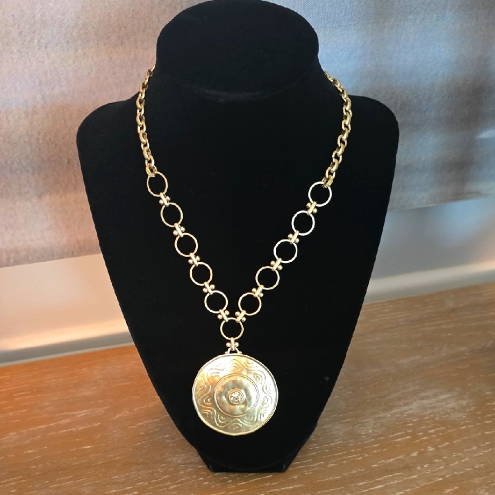 Chicos Reversible Pendant  Gold Pendant Necklace NWT